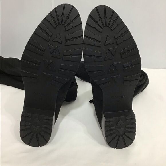 ZARA Black Faux Suede Fur Lined Low Heel Over The Knee Boot Size 40 - Picture 14 of 14